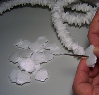 Polystyrene scraps for garland making