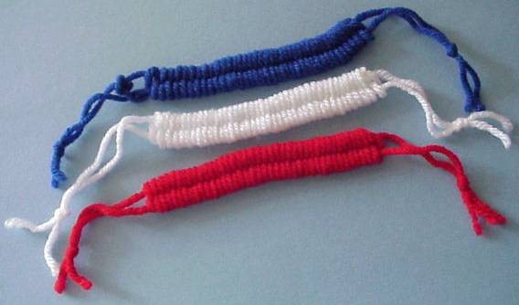 Red, white, and blue bracelets